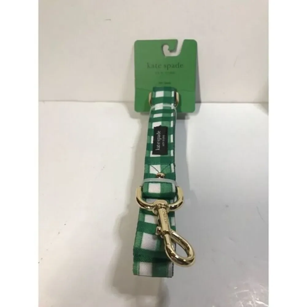 - Kate Spade Green Gingham Check Dog Waste Bag Holder & M/L‎ Leash Set NWT